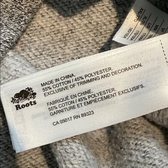 Roots Grey Hoodie with White Logo Size Large - Picture 6 of 7
